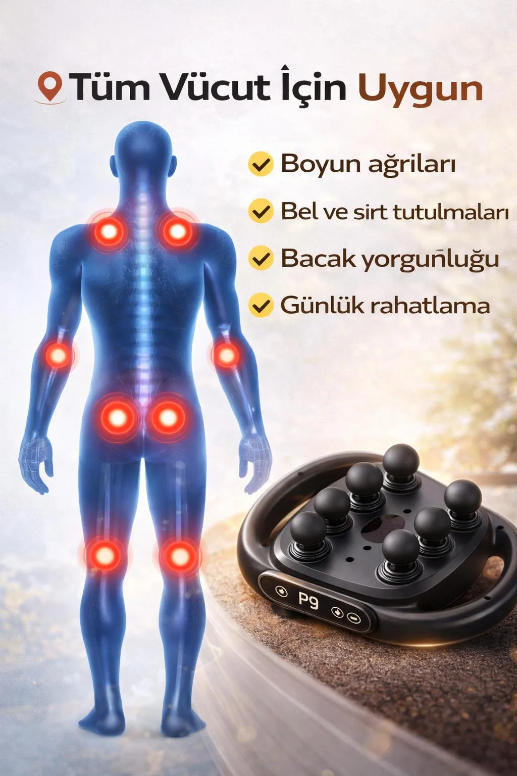12 Başlıklı Derin Doku Masaj Aleti – Şarjlı – ürün görseli 3