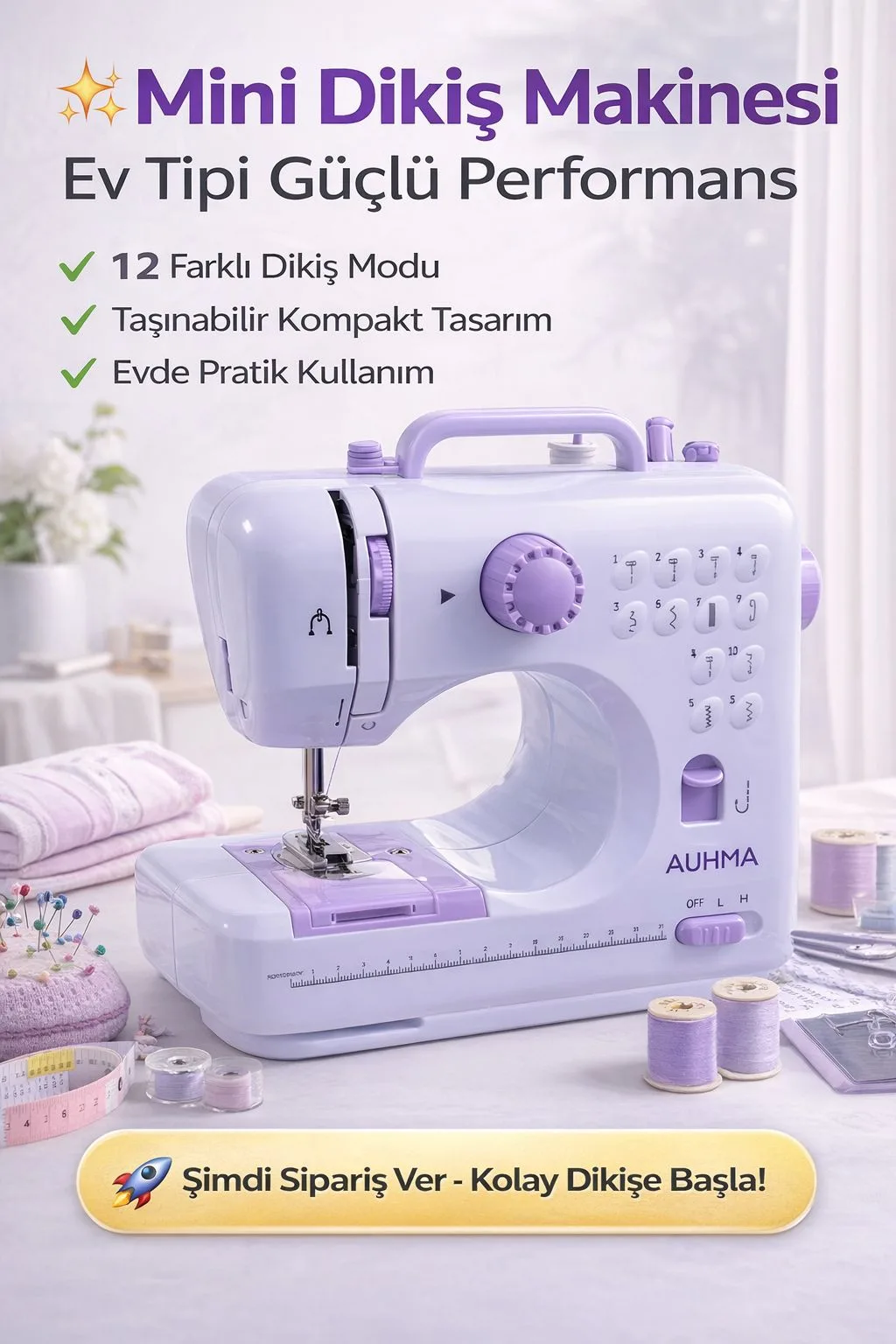 12 Programlı Mini Dikiş Makinesi – Taşınabilir