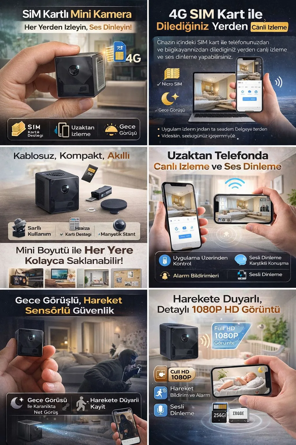 4G SIM Kartlı Mini Güvenlik Kamerası – Gece Görüş – ürün görseli 7