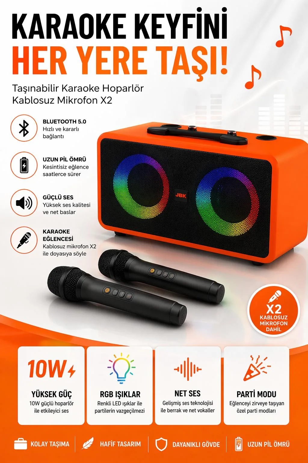 M4408 Karaoke Bluetooth Hoparlör – Mikrofonlu, RGB