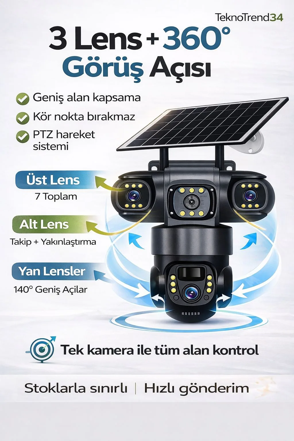 Solar Dış Mekân Güvenlik Kamerası – WiFi, 360° – ürün görseli 6