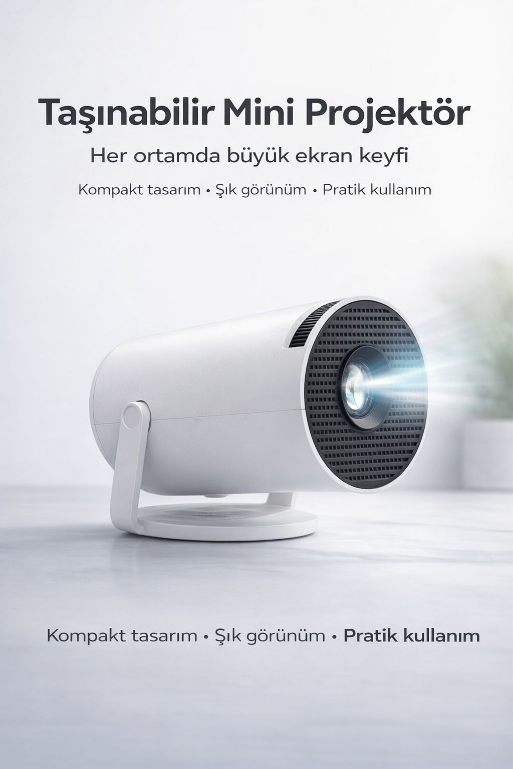 Taşınabilir Mini Projeksiyon Cihazı Wifi Bluetooth 4K Destekli Cep Projektör Ev Sinema