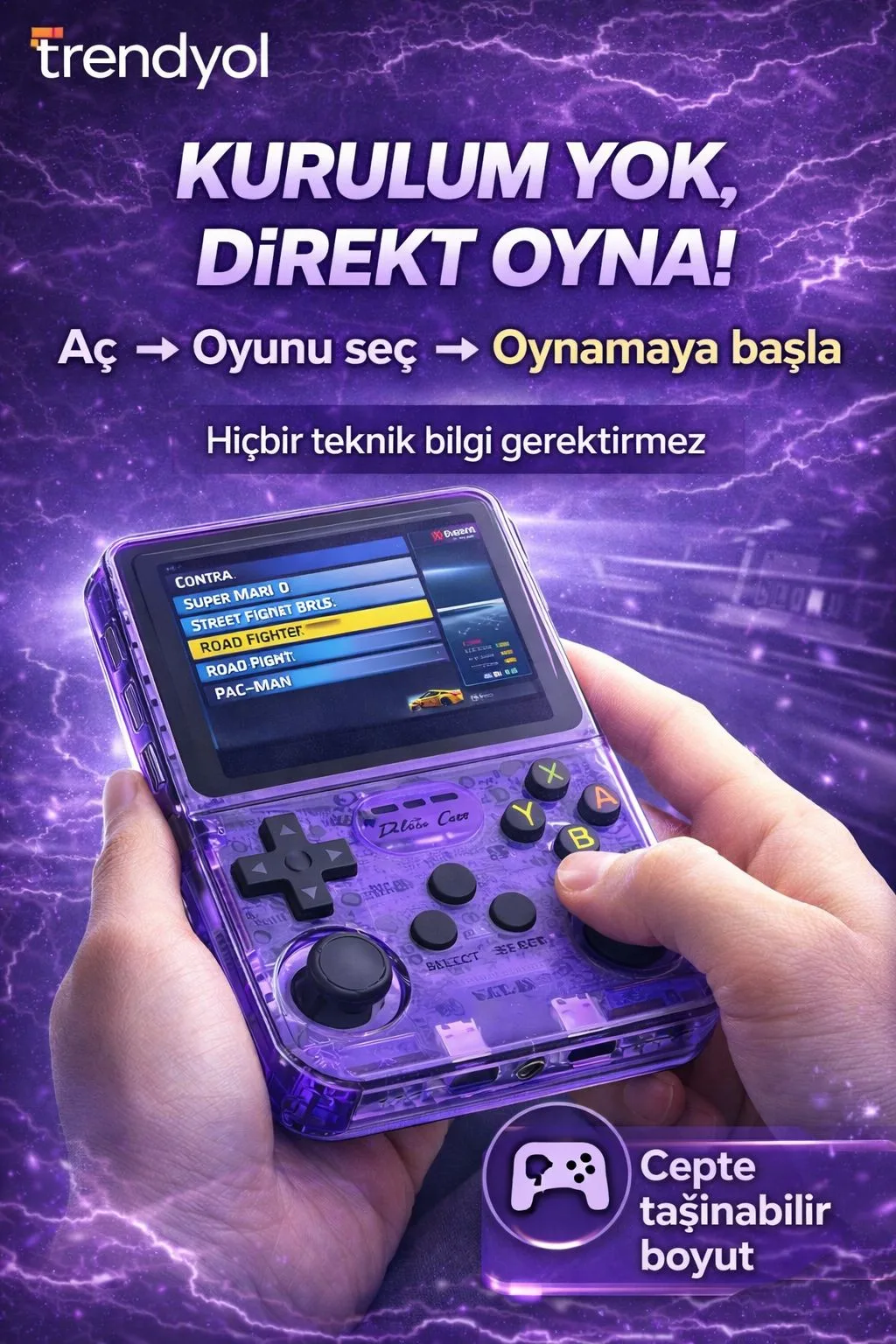 Taşınabilir Retro Oyun Konsolu – 3.5 İnç IPS Ekran – ürün görseli 4