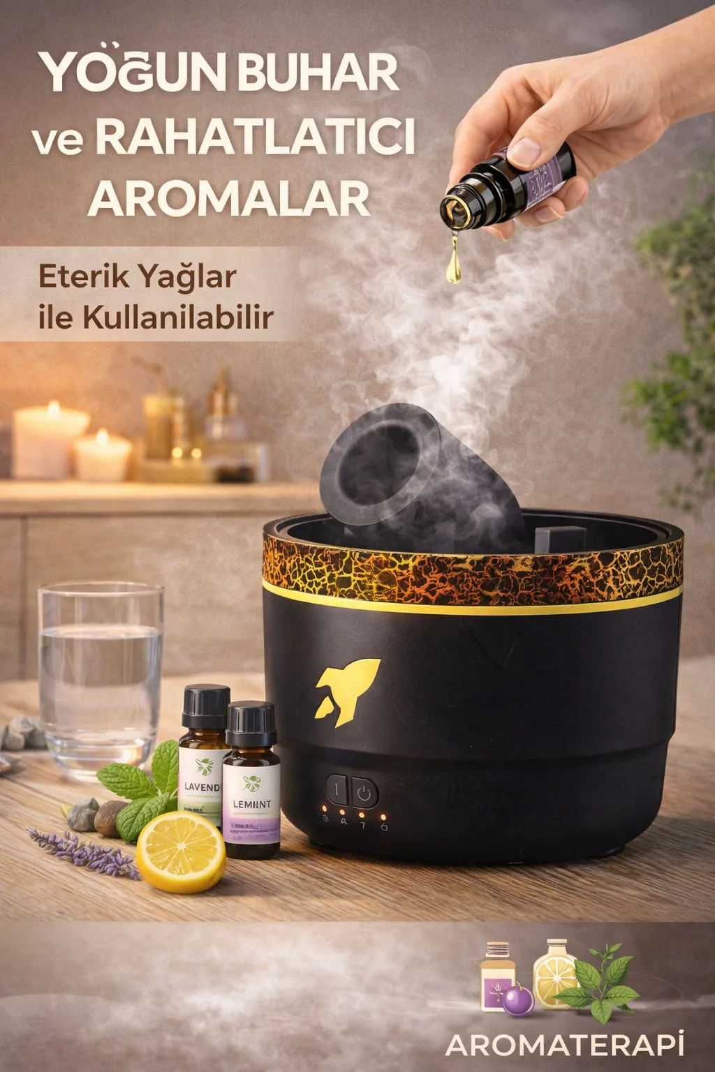 500 ml Aromaterapi Difüzör – LED Işıklı Nemlendirici – ürün görseli 2