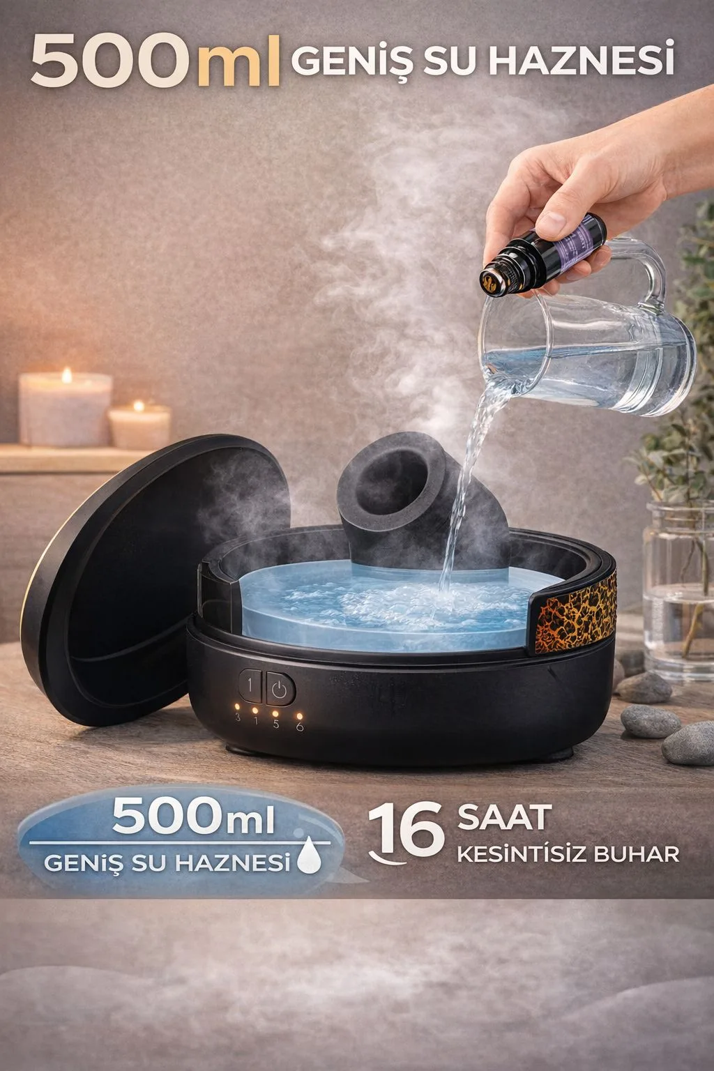 500 ml Aromaterapi Difüzör – LED Işıklı Nemlendirici – ürün görseli 4