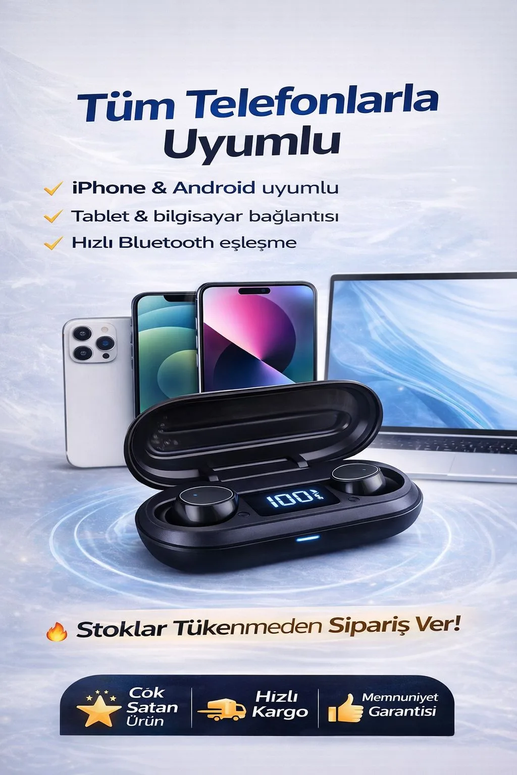 LED Ekranlı TWS Bluetooth Kulaklık – Dokunmatik – ürün görseli 5