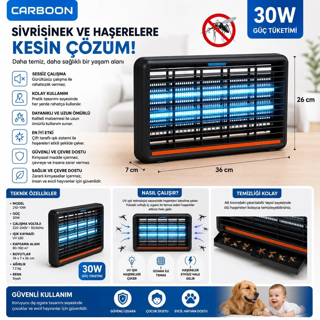 30W UV Elektrikli Sinek Öldürücü – Tuzak Lambası – ürün görseli 4