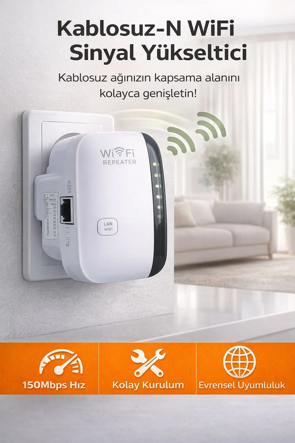 300Mbps WiFi Sinyal Güçlendirici Repeater