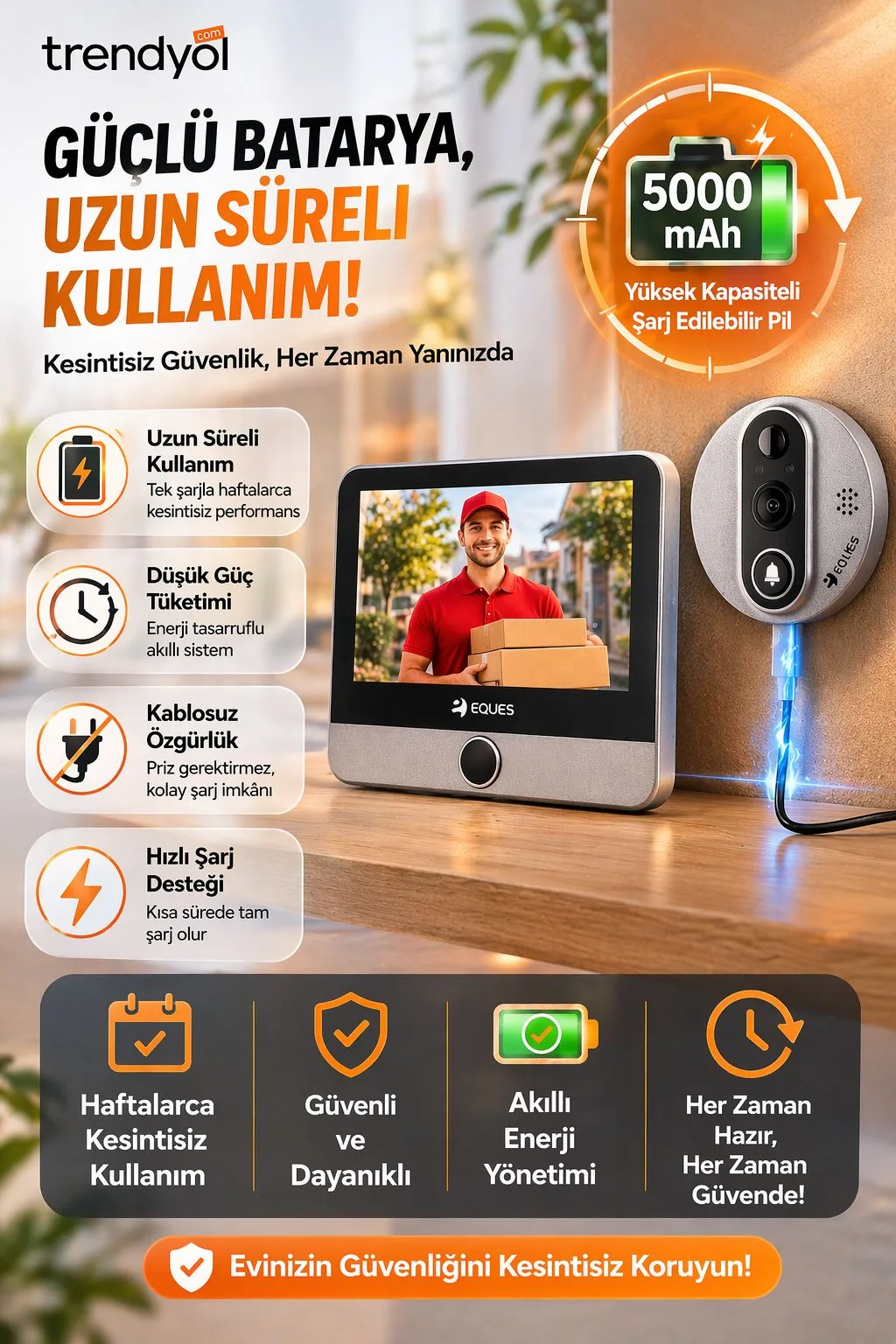 4.3 İnç Dijital Kapı Dürbün Kamerası – Gece Görüş – ürün görseli 5