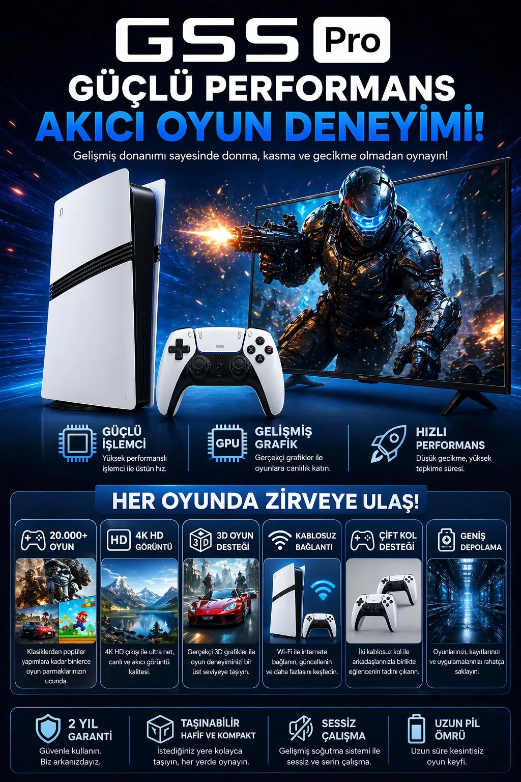 40.000 Oyunlu Retro Konsol – 4K HDMI, 2 Kollu – ürün görseli 7