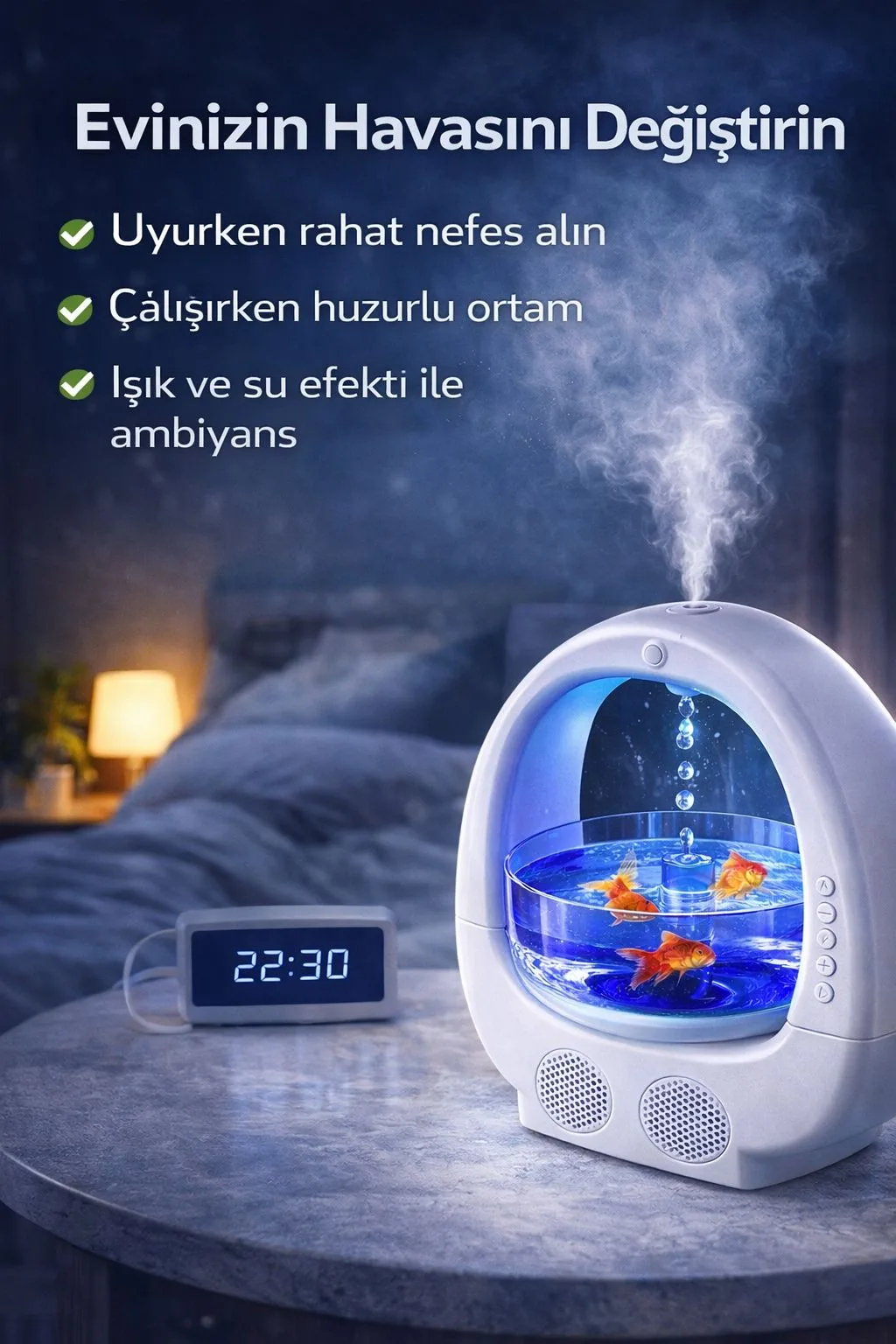 Antigravity Hava Nemlendirici – Hoparlör ve LED Gece Lambası – ürün görseli 2