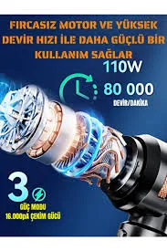 Bakeey 16.000Pa Araç Süpürgesi – 9 Başlıklı – ürün görseli 3