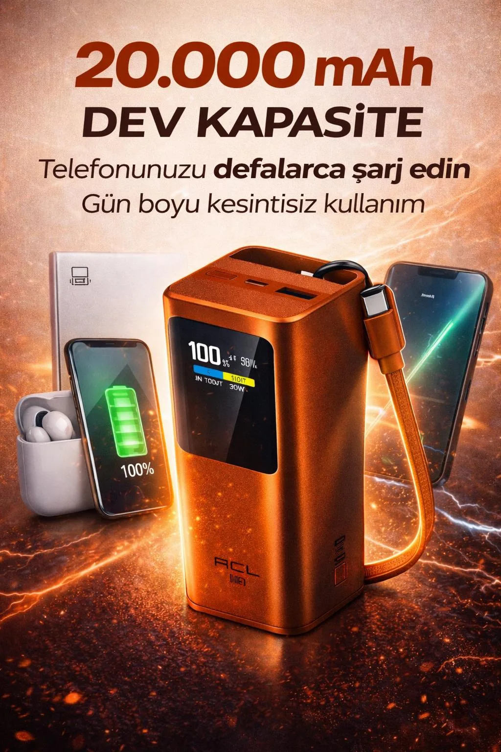 20.000mAh Powerbank – 100W Hızlı Şarj, Dijital Ekran – ürün görseli 6