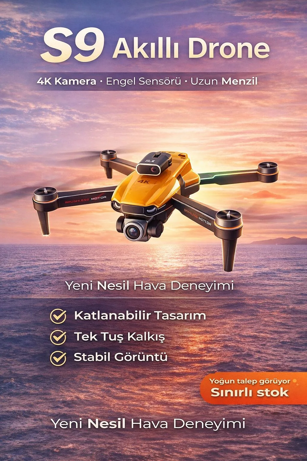 S9 Akıllı Drone – 4K Kamera, Engelden Kaçınma