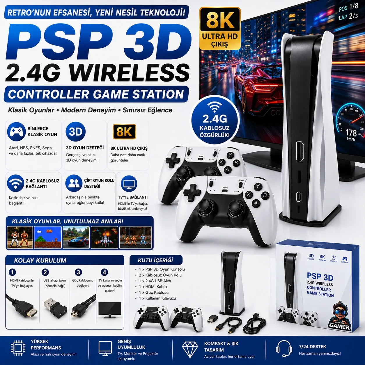 40.000 Oyunlu Retro Konsol – 4K HDMI, 2 Kollu – ürün görseli 5