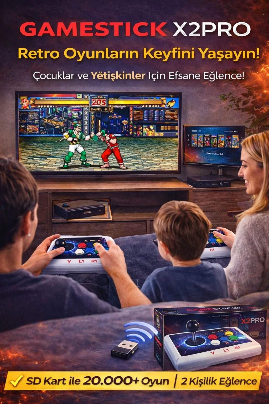 Gamestick X2 Pro – 42.000 Oyun, 2 Kol, HDMI – ürün görseli 5