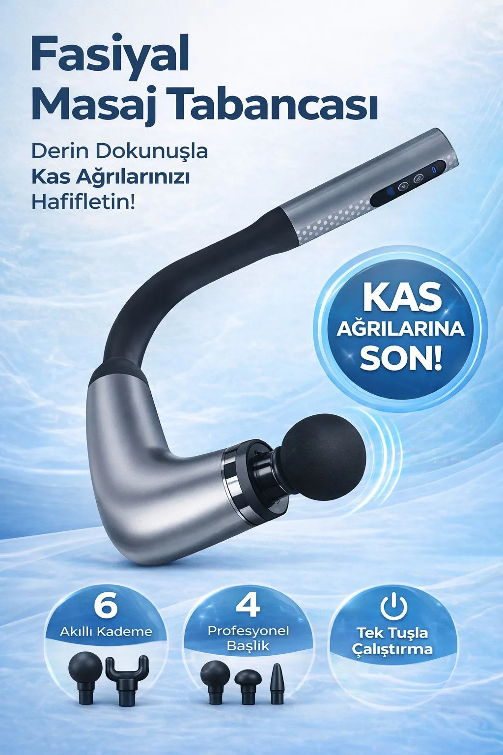 6 Kademeli Derin Doku Masaj Tabancası – Şarjlı