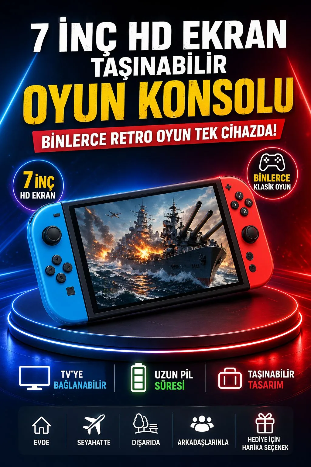 G90 Taşınabilir Retro Oyun Konsolu – 20.000+ Oyun