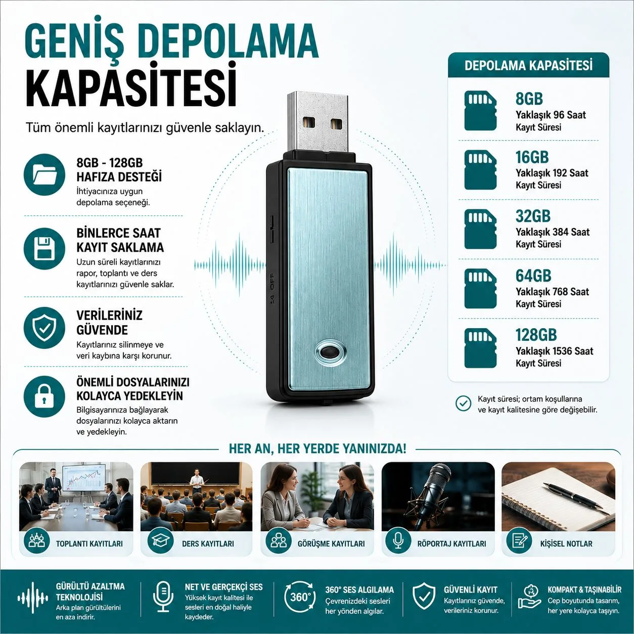 USB Mini Ses Kayıt Cihazı – Dijital Voice Recorder – ürün görseli 4