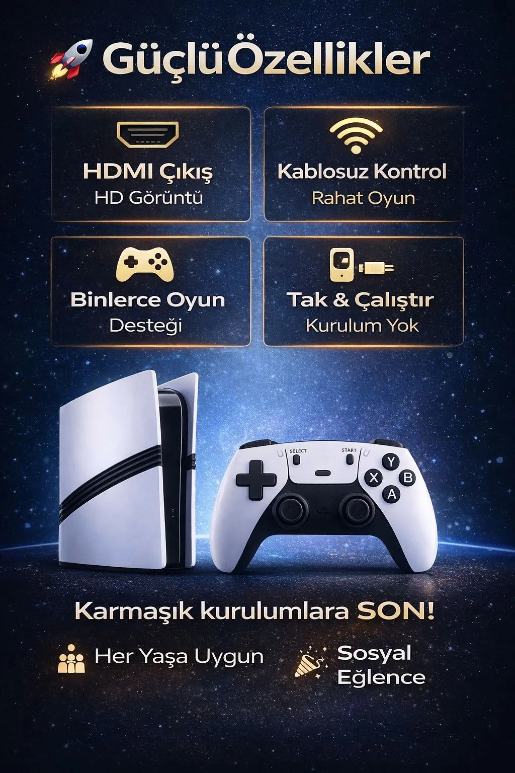 40.000 Oyunlu Retro Konsol – 4K HDMI, 2 Kollu – ürün görseli 12