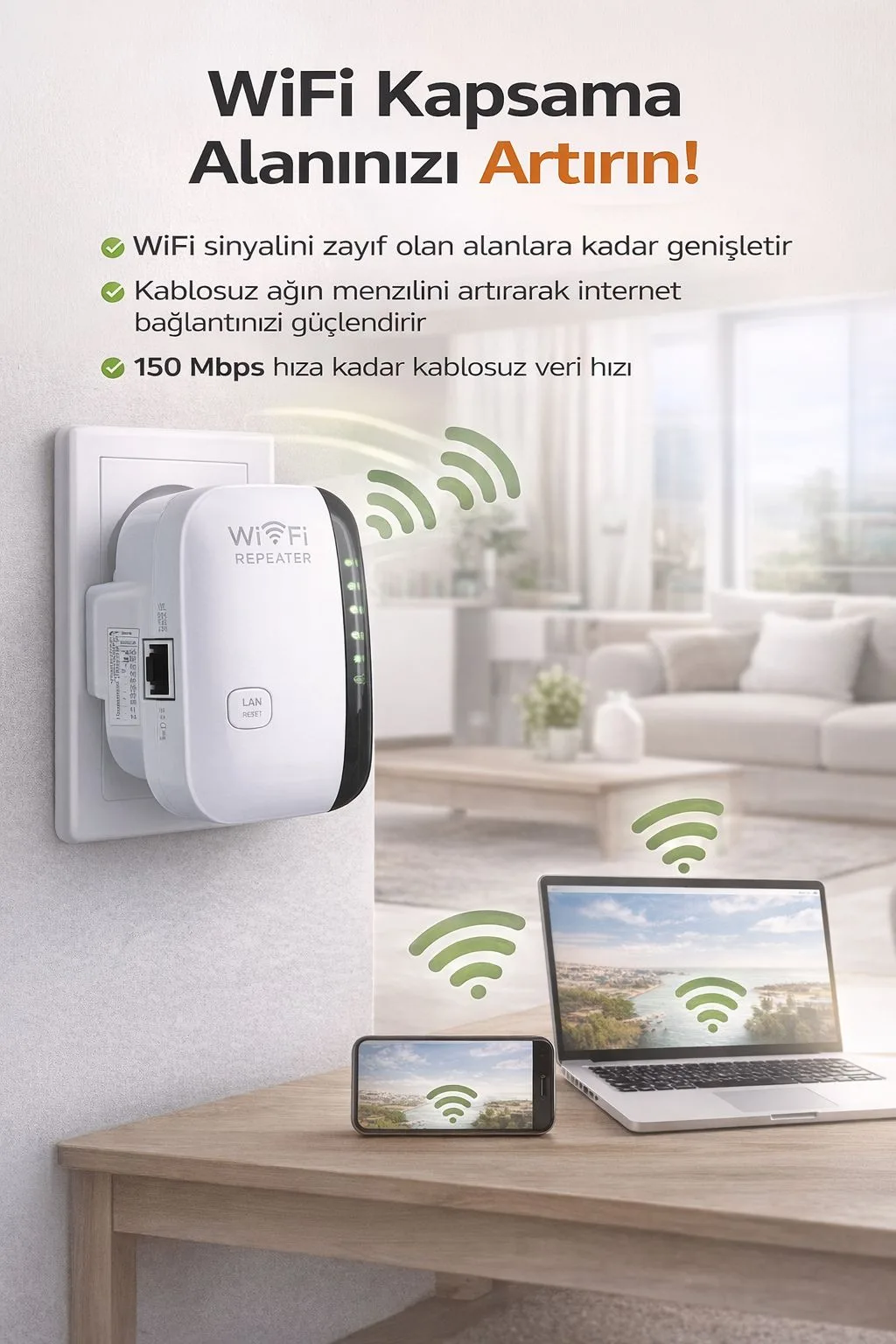 300Mbps WiFi Sinyal Güçlendirici Repeater – ürün görseli 2