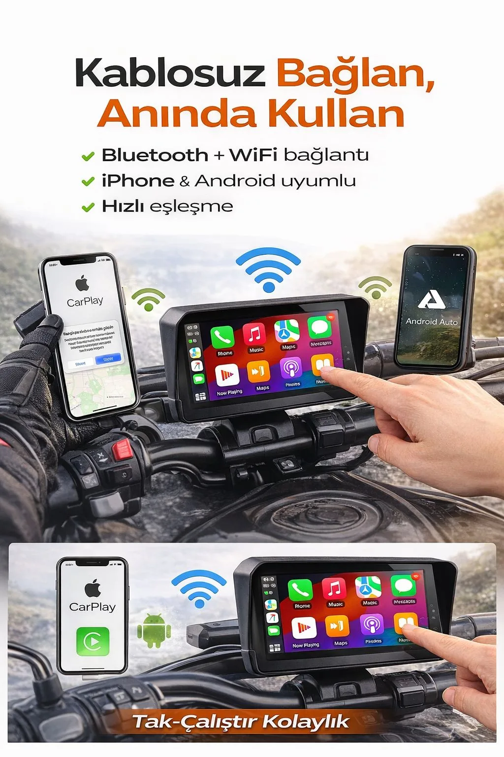 Motosiklet CarPlay Ekranı – Android Auto, Navigasyon – ürün görseli 5