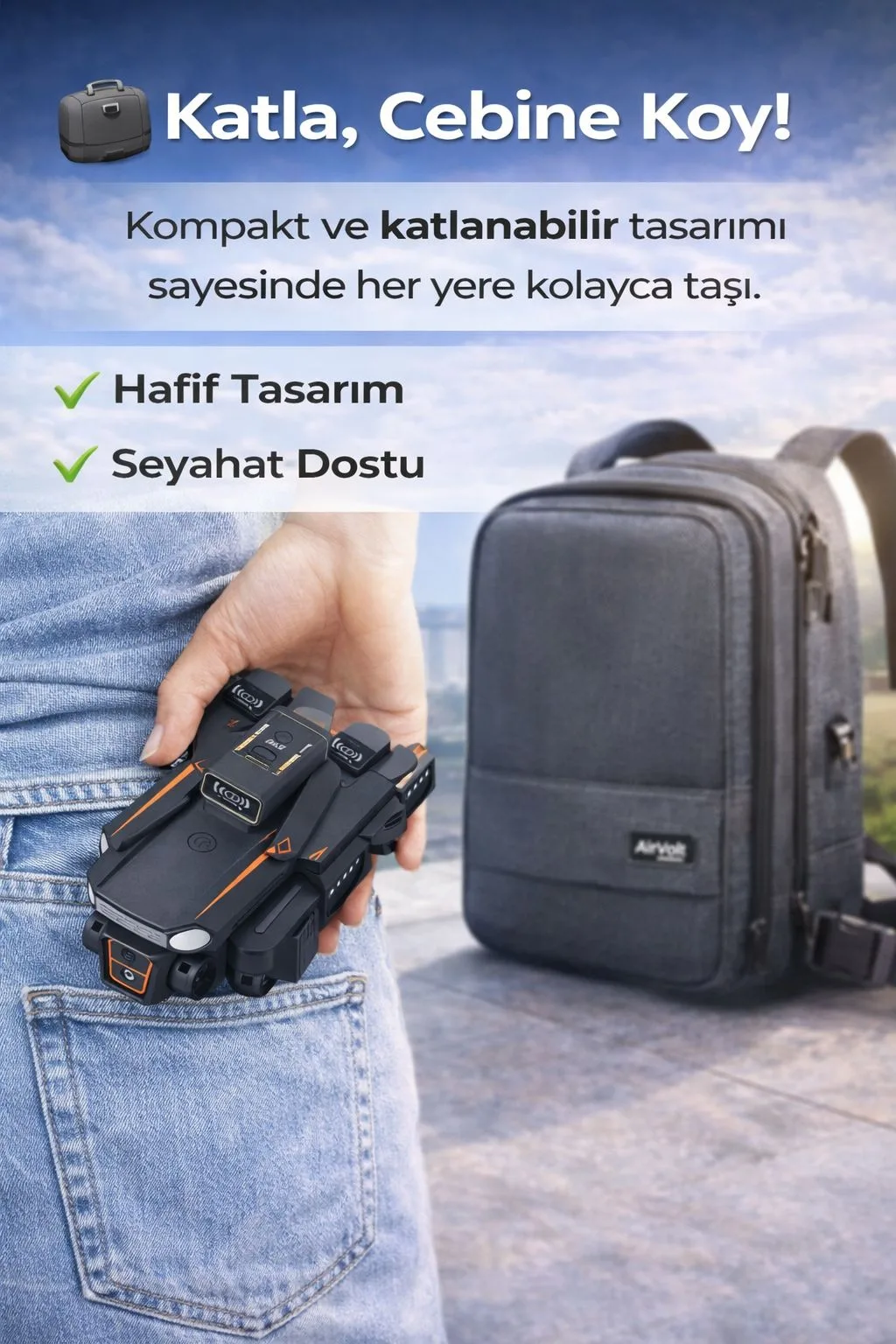 Optical Flow Kameralı Drone – Katlanabilir, HD – ürün görseli 5