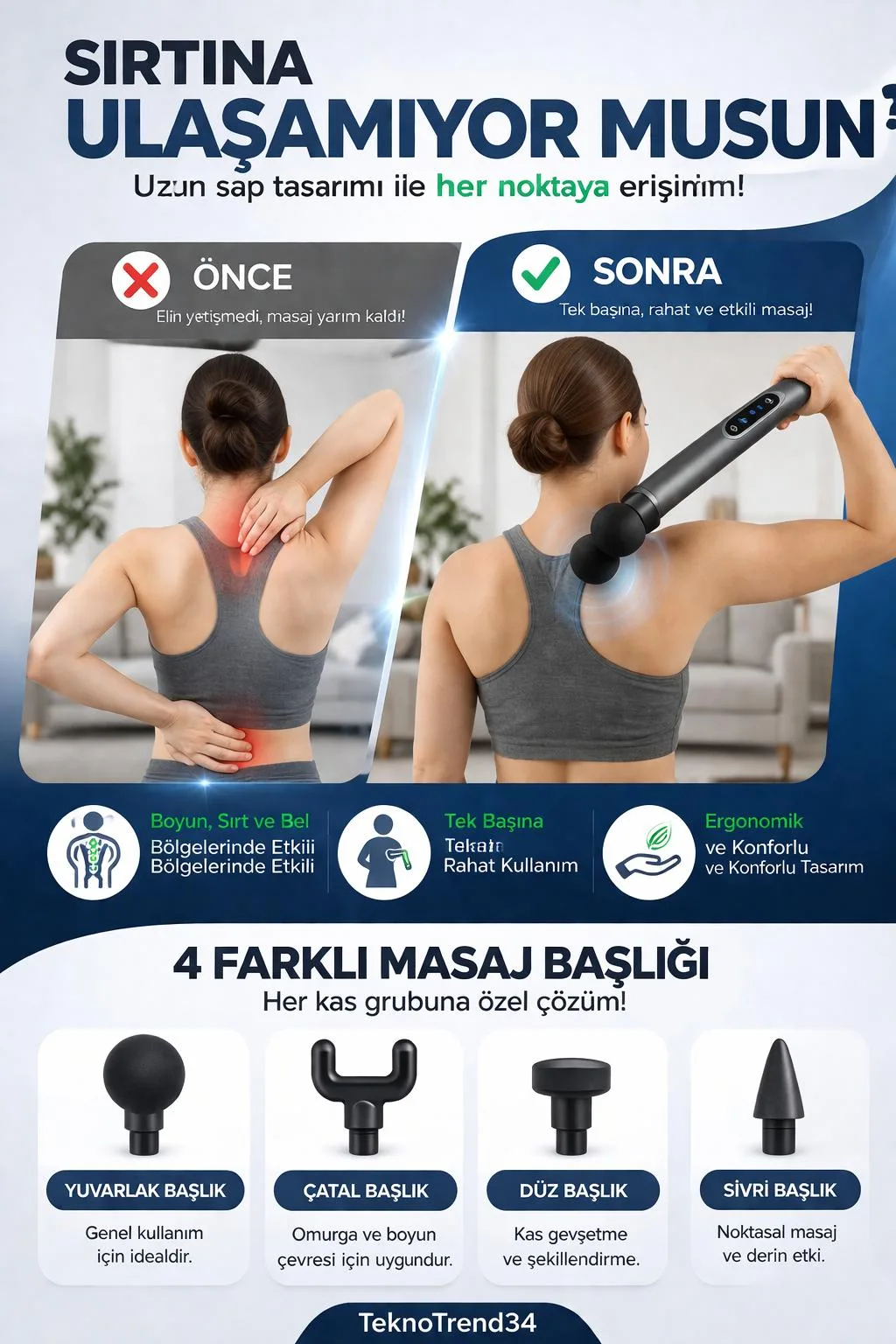 Şarjlı Masaj Tabancası – Titreşimli Kas Masaj Aleti – ürün görseli 2