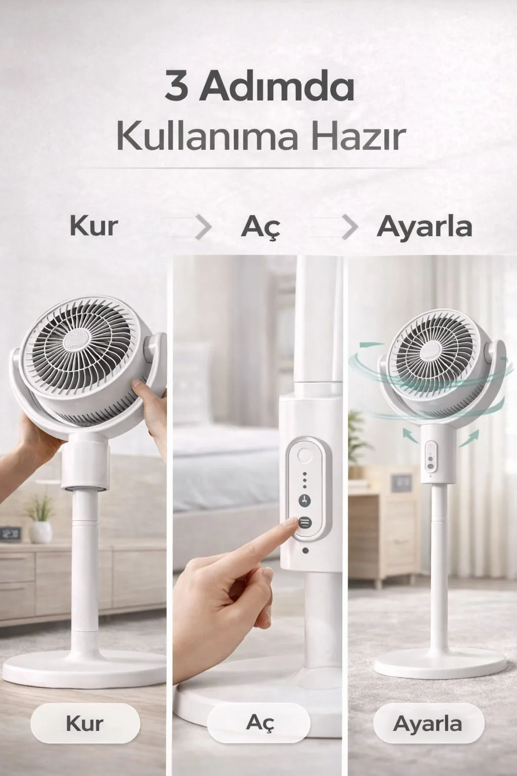 Ayaklı Sirkülasyon Vantilatör – Kumandalı, 3 Kademe – ürün görseli 4