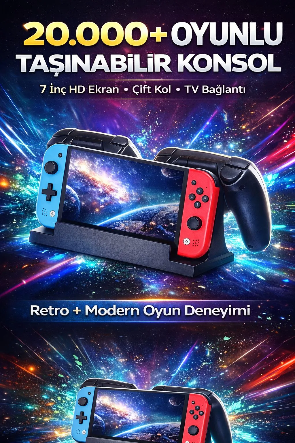 20.000+ Oyunlu Taşınabilir Konsol – 7 İnç HD Ekran