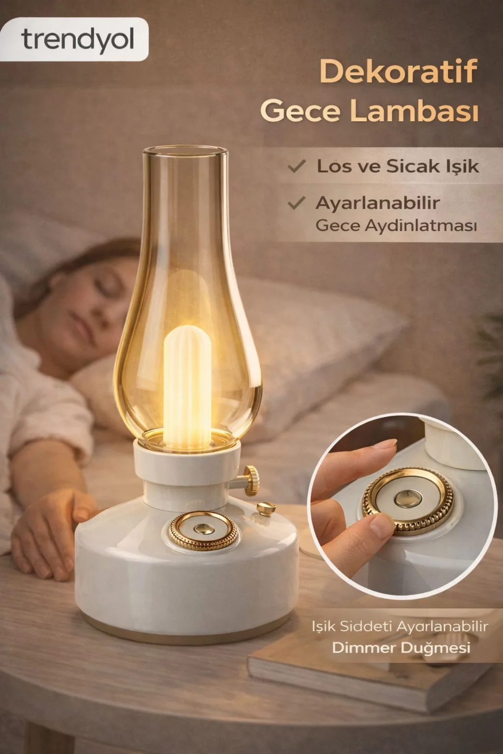 Dimmer Ayarlı Dekoratif Gece Lambası – Sıcak Işık