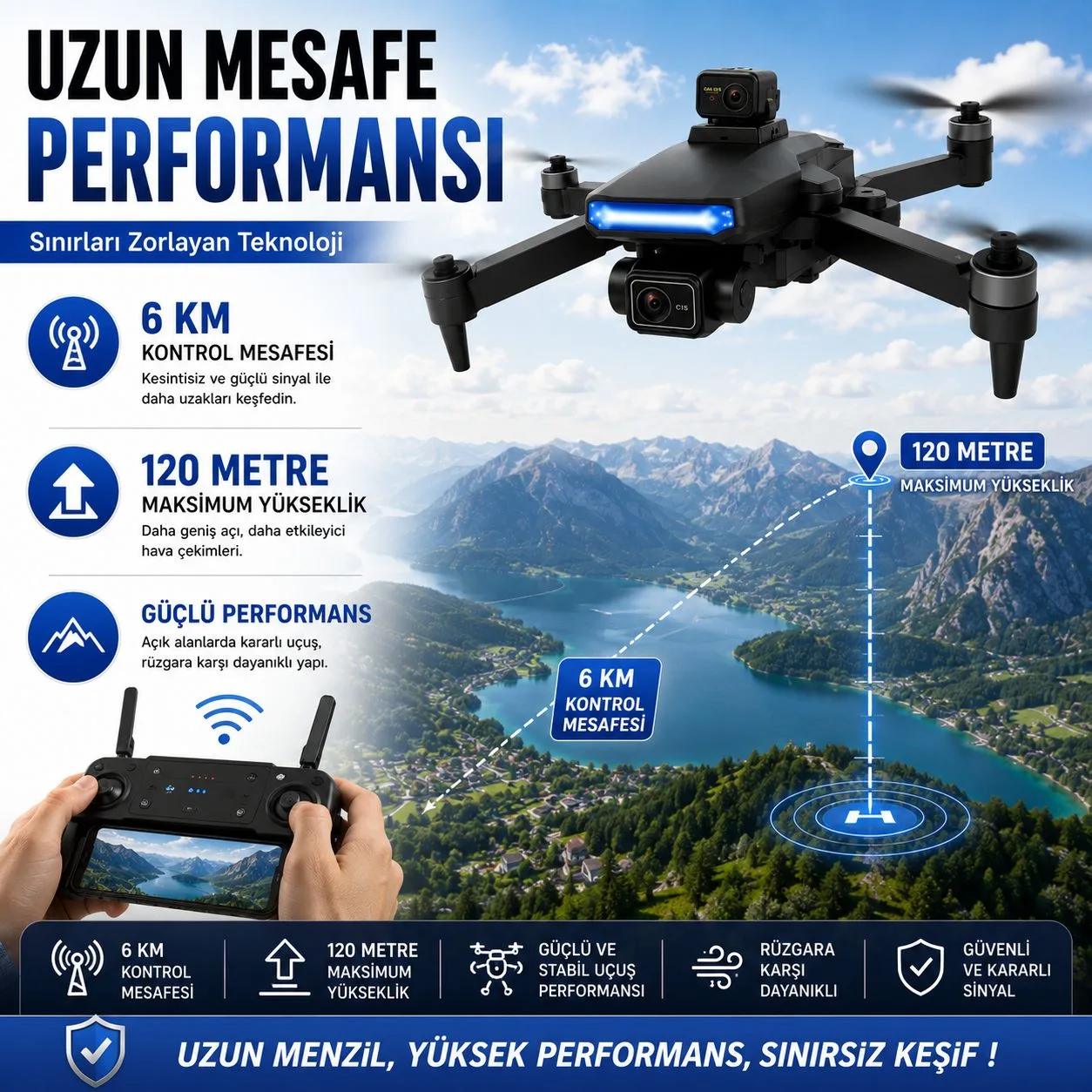 W10 GPS Drone – 4K Kamera, 6 KM Menzil, Çift Batarya – ürün görseli 5