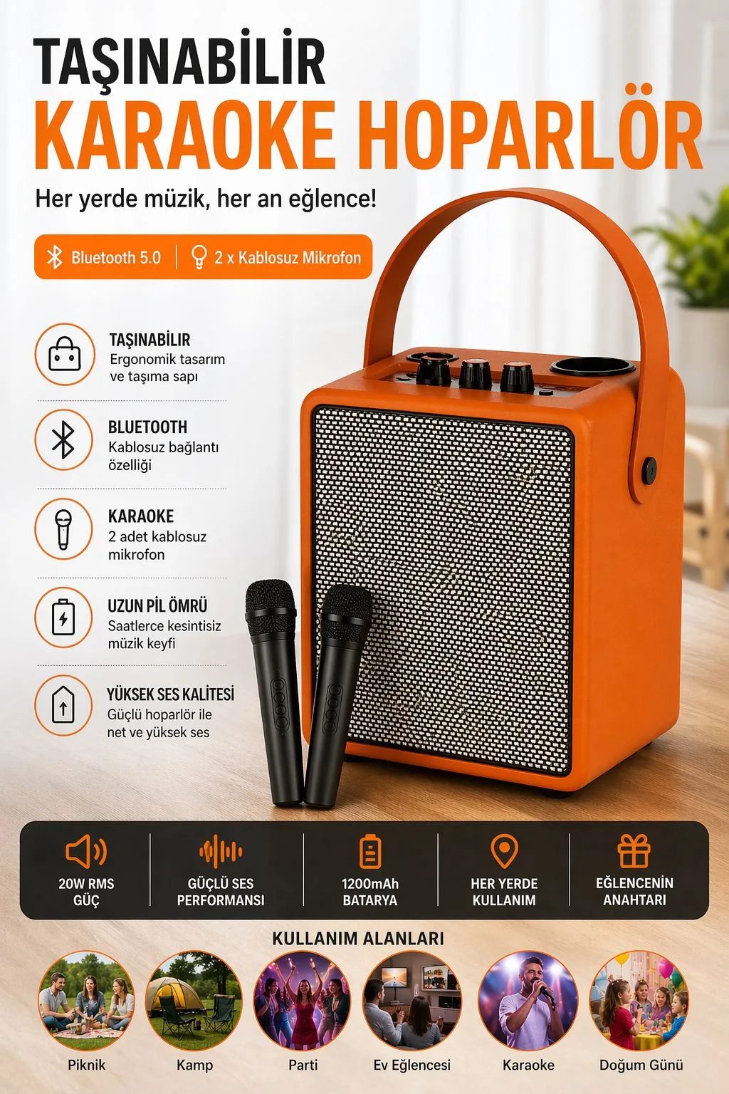 M006 Karaoke Bluetooth Hoparlör – Mikrofonlu