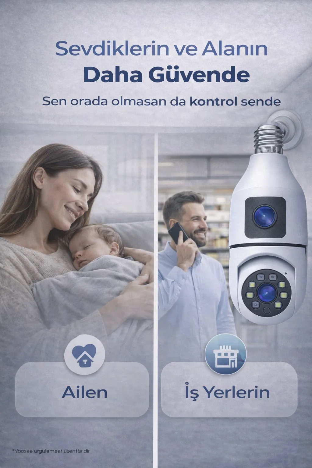 E27 Ampul Güvenlik Kamerası – WiFi, 360°, Gece Görüş – ürün görseli 12