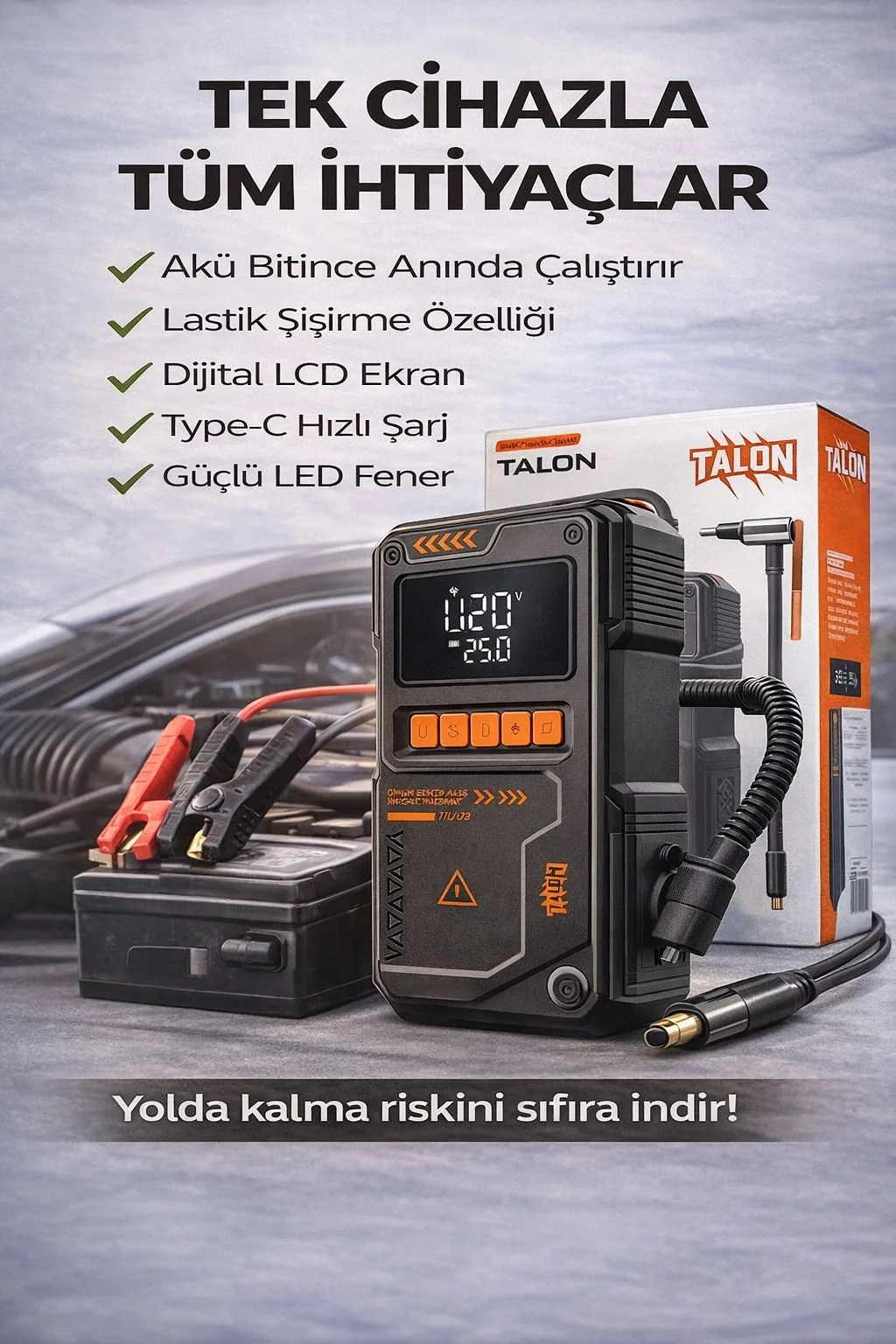 1000A Akü Takviye Cihazı – 150 PSI Kompresör, 10.000mAh – ürün görseli 2