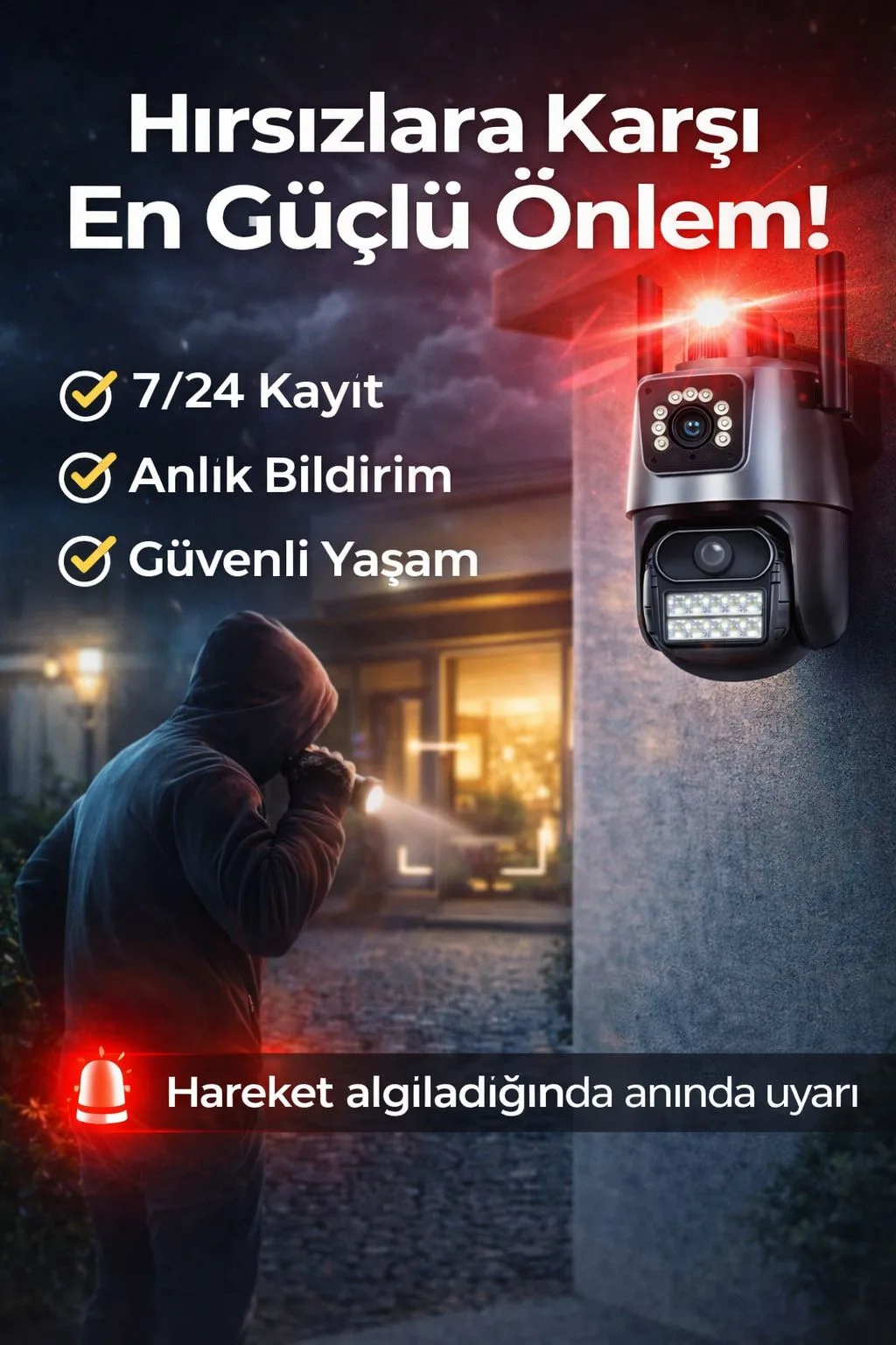 360° WiFi Güvenlik Kamerası – Gece Görüş, Hareket Takip – ürün görseli 10