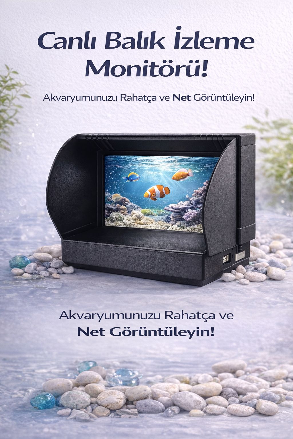 Akvaryum İzleme Monitörü Balık Kamera Ekranı Canlı Görüntü Akvaryum Kamerası