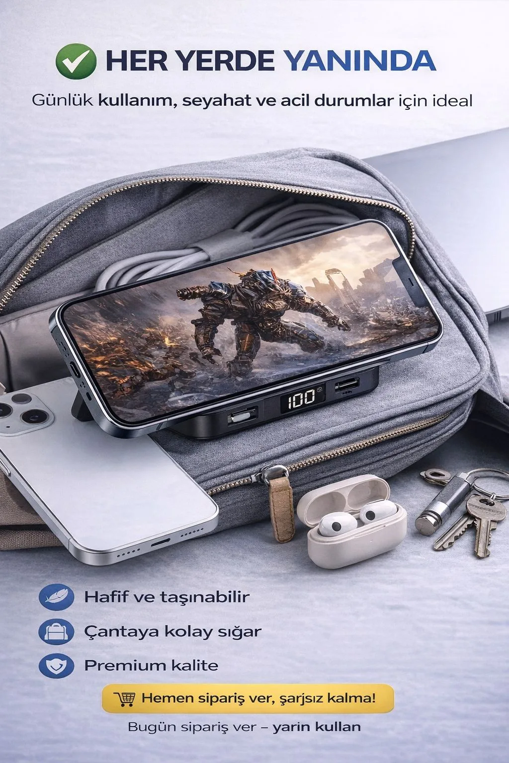 10.000mAh MagSafe Powerbank – 15W, Standlı – ürün görseli 6