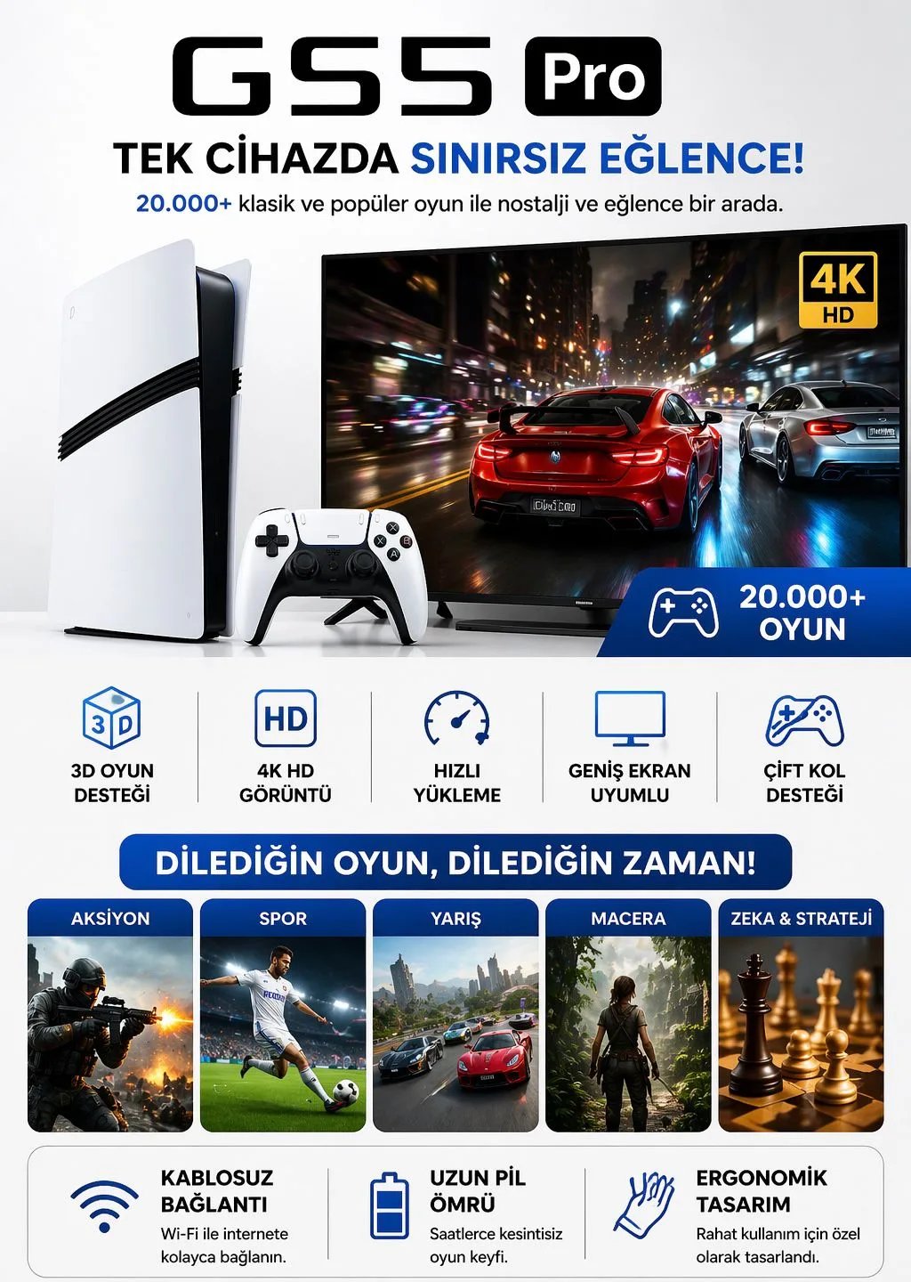 40.000 Oyunlu Retro Konsol – 4K HDMI, 2 Kollu – ürün görseli 14