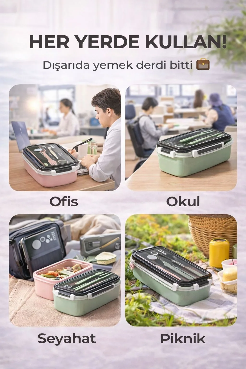 Sızdırmaz Yemek Kutusu Seti – Çatal, Kaşık ve Çubuklu – ürün görseli 3