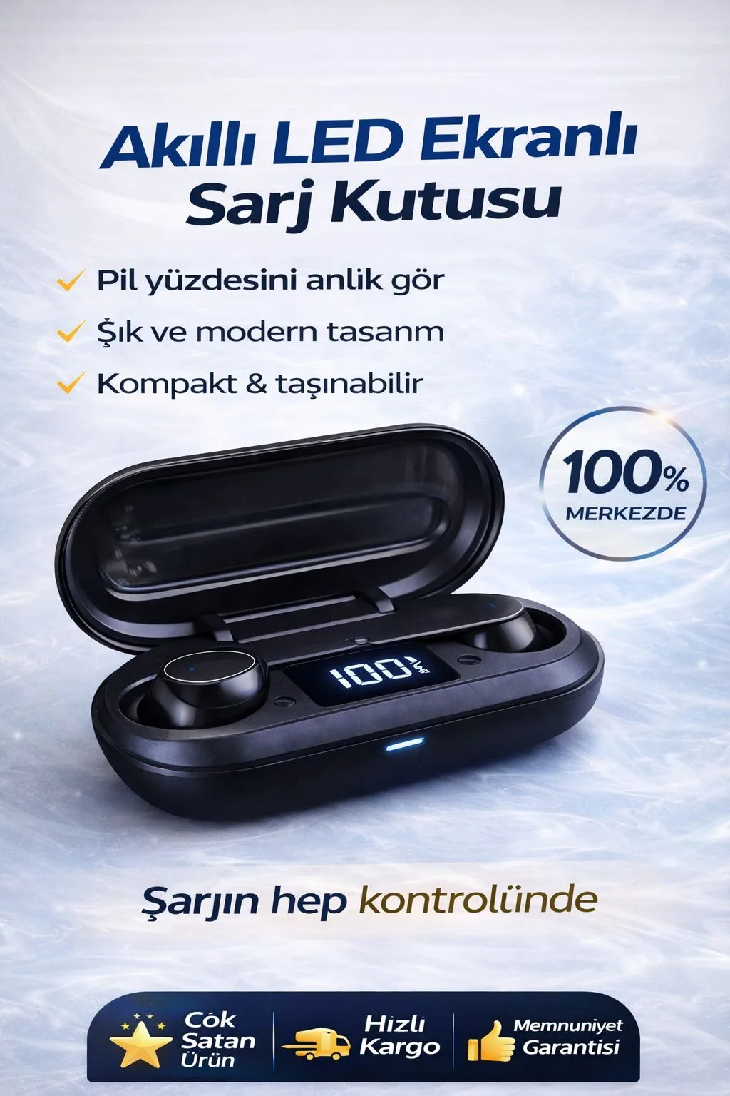 LED Ekranlı TWS Bluetooth Kulaklık – Dokunmatik – ürün görseli 3