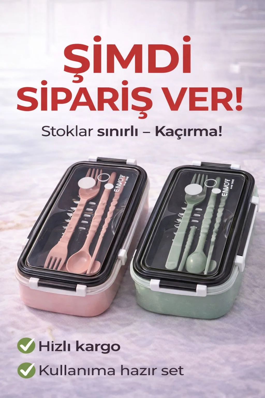 Sızdırmaz Yemek Kutusu Seti – Çatal, Kaşık ve Çubuklu – ürün görseli 6