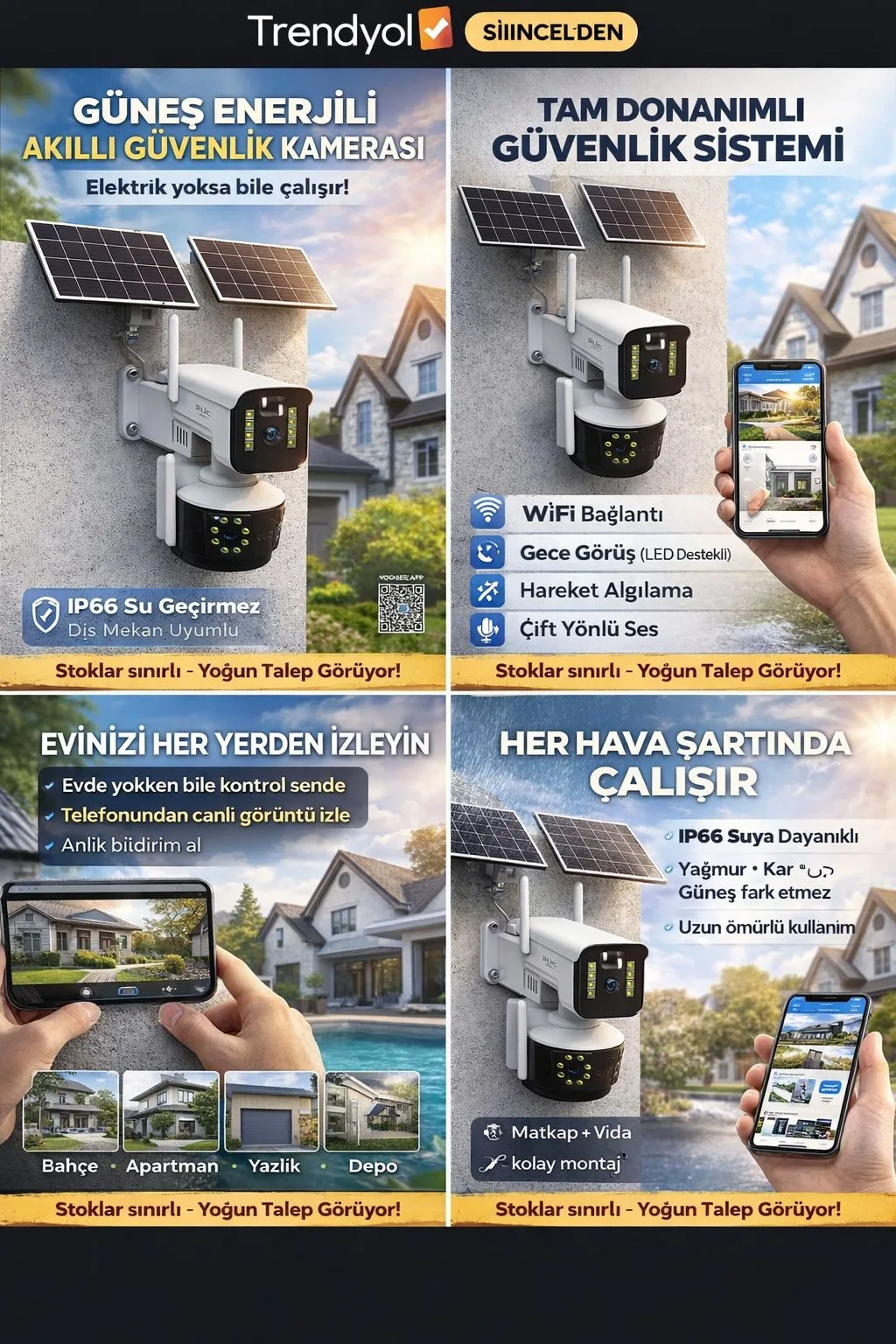 IP66 Solar Güvenlik Kamerası – WiFi, 360°, Dış Mekân – ürün görseli 8