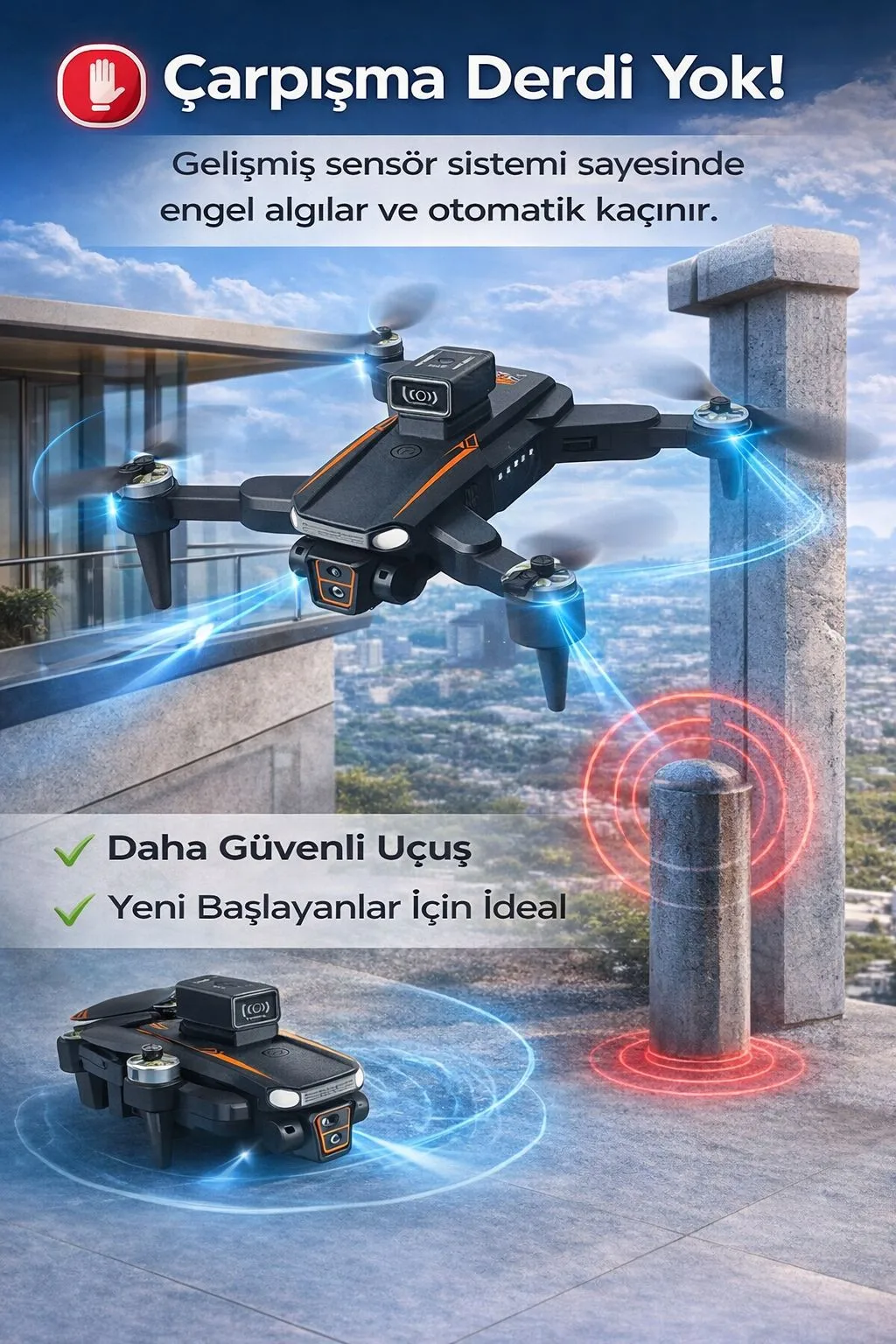 Optical Flow Kameralı Drone – Katlanabilir, HD – ürün görseli 2