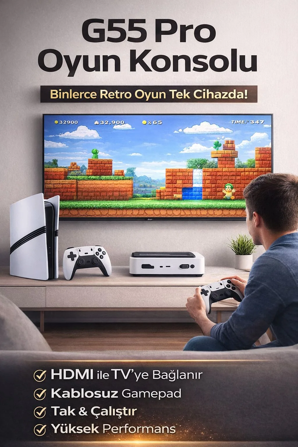 40.000 Oyunlu Retro Konsol – 4K HDMI, 2 Kollu – ürün görseli 9