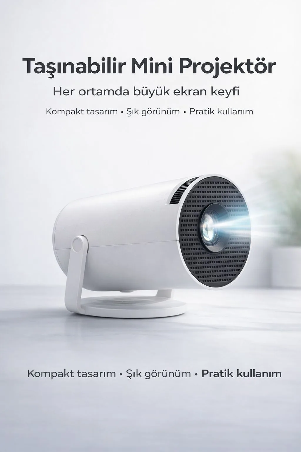 Mini Projeksiyon Cihazı – WiFi, Bluetooth, 4K Destekli