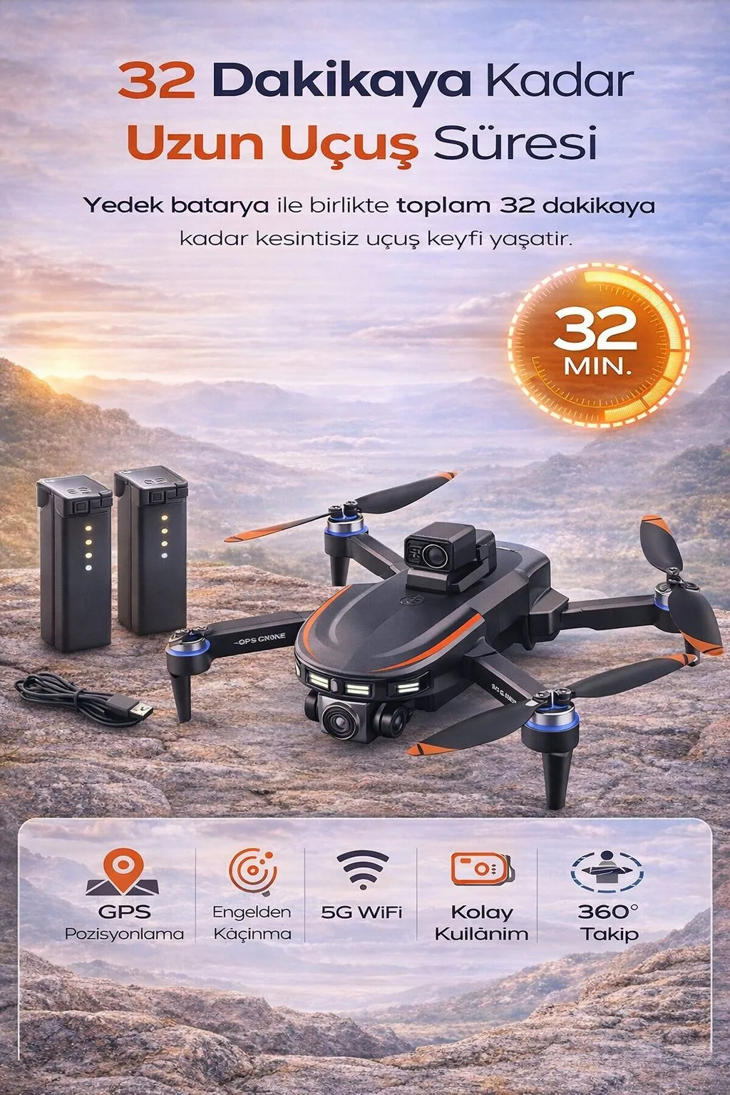 S28 GPS Drone – 4K Kamera, 5G WiFi, 32 Dakika Uçuş – ürün görseli 6